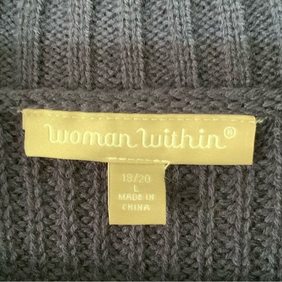 Woman Within Shawl Collar Shaker Knit Navy Blue Sweater Sz Large (18-20) - Picture 8 of 8